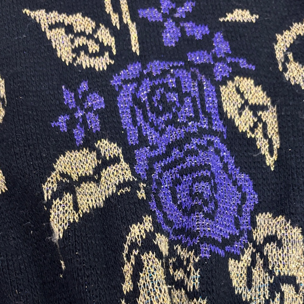 Vintage- Basic Edition- Floral Patterned Black Sw… - image 2